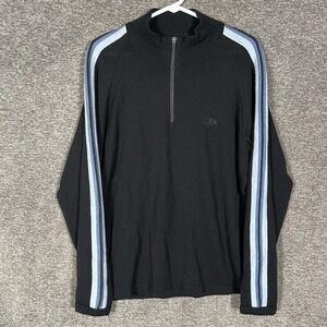 Icebreaker‎ Pullover Sweater Mens Large Black Sport LTD 1/4 Zip Merino Wool Top